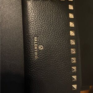 Valentino Black Leather Bag with Silver Accents